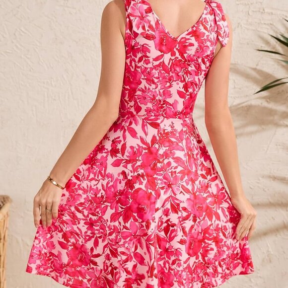 Women's Floral Sundress Sleeveless V Neck A-line Summer Dress Medium - Picture 2 of 6